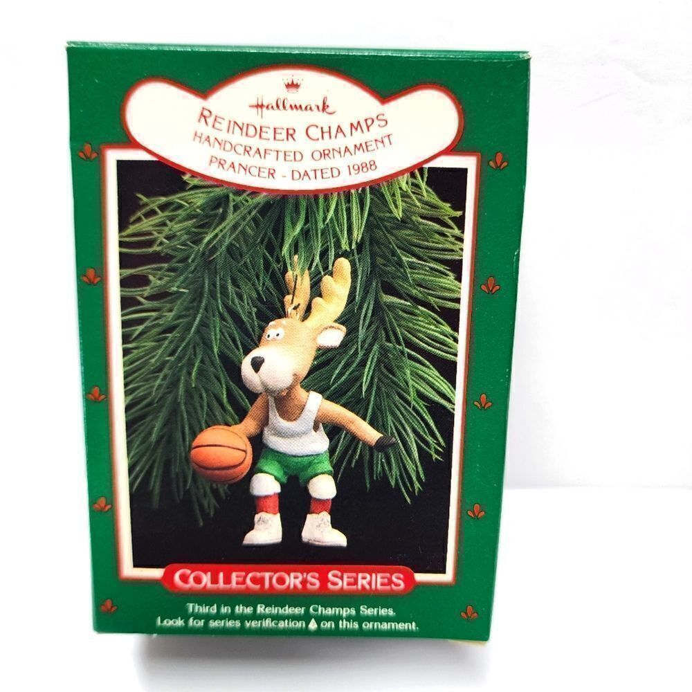 Vintage 1988 Hallmark Collectors Series Reindeer Champs Christmas Ornament